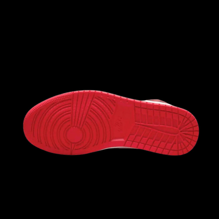 Rode Nike Air Jordan 1 High OG Heritage-sneakers met kenmerkend Nike-zoolpatroon