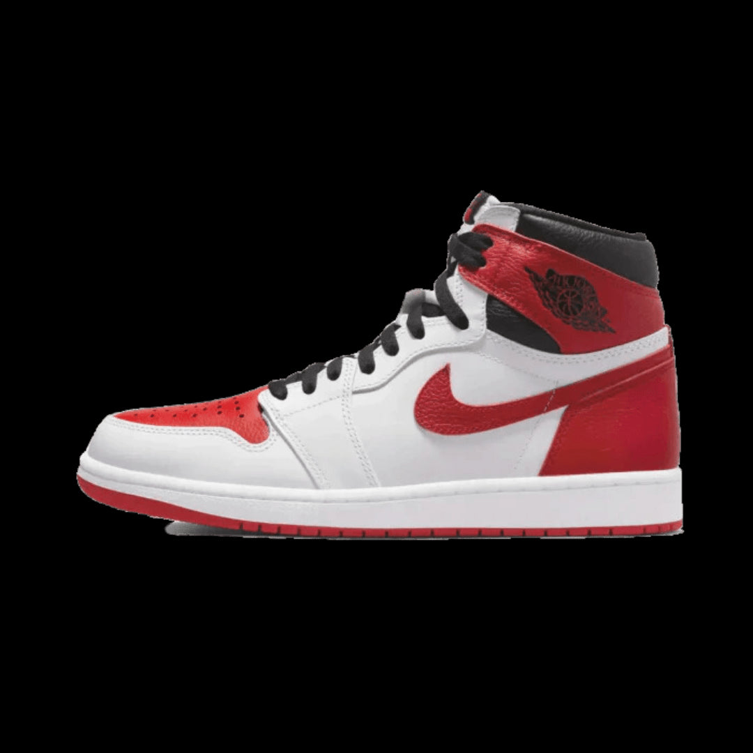 Rode en witte Nike Air Jordan 1 High OG Heritage sneakers