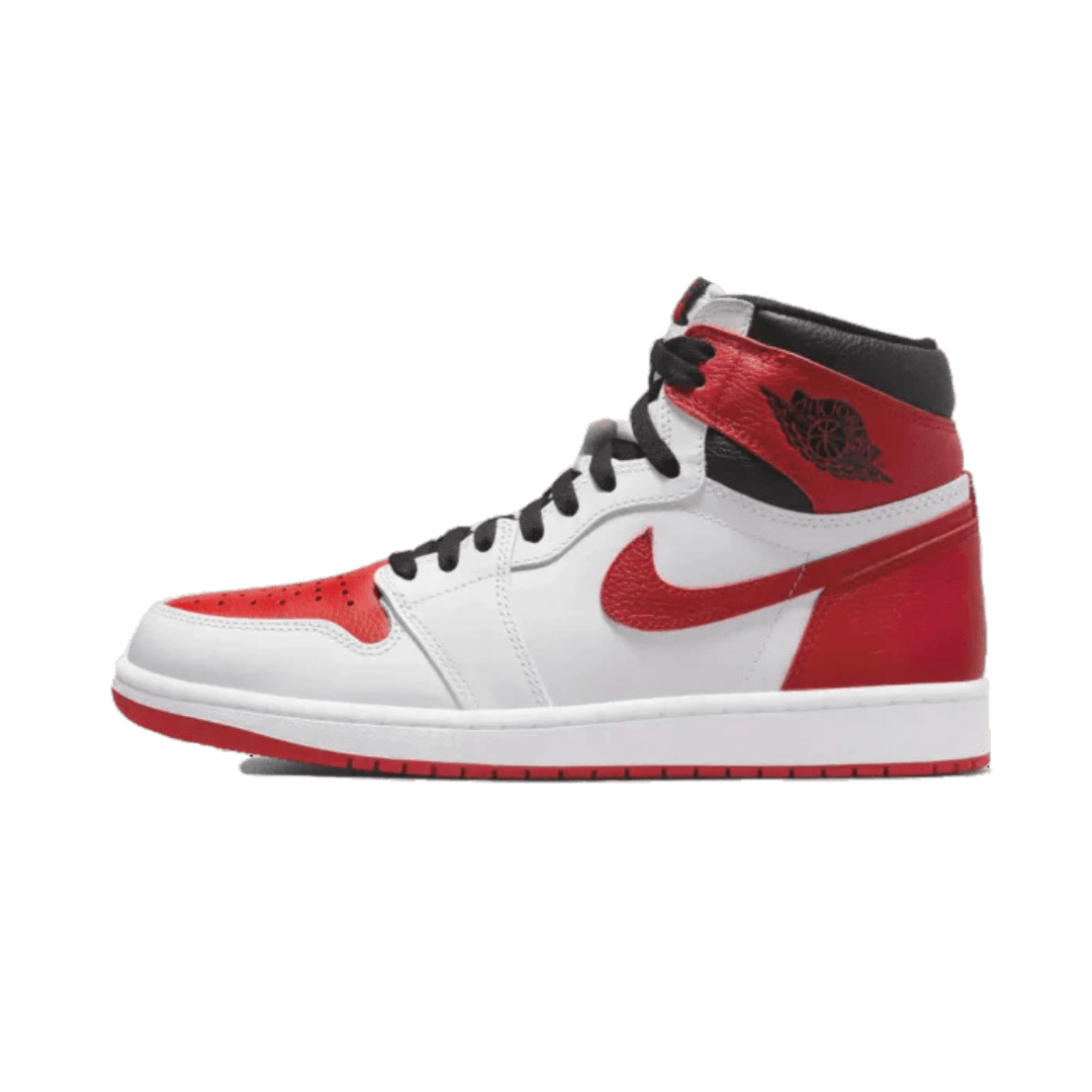 Rode en witte Nike Air Jordan 1 High OG Heritage sneakers