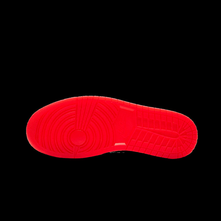 Rode rubberzool met opvallend kleurrijke textuur voor sportieve Air Jordan 1 High OG Spider-Man Across the Spider-Verse sneakers van Nike