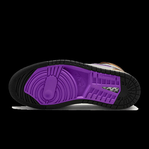 Paarse en zwarte Nike Air Jordan 1 High Zoom CMFT 2 Palomino sneakers met opvallende zool en details