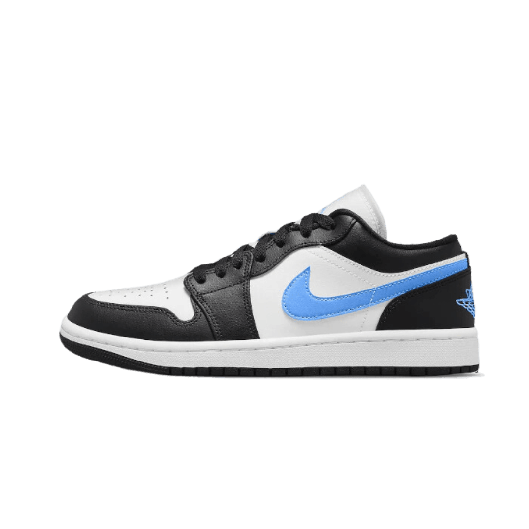 Zwarte, blauwe en witte Nike Air Jordan 1 Low sneakers