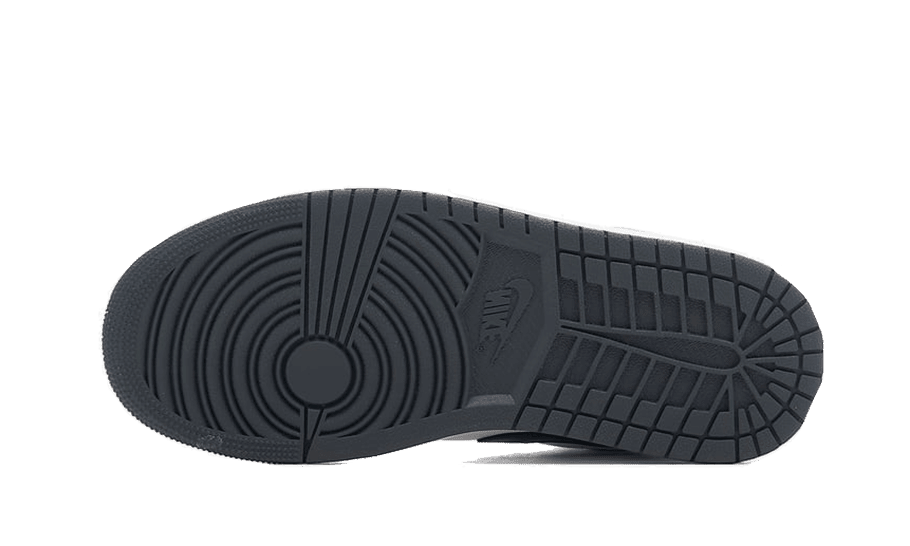 Zool van Nike Air Jordan 1 Low Dark Grey sneaker met stijlvolle grijze tinten en een duurzame rubberen constructie voor optimaal comfort en grip.