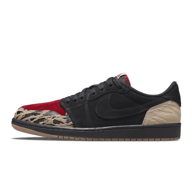 Zwarte sneakers met luipaardprint en rode accenten - Air Jordan 1 Low Solefly Carnivore