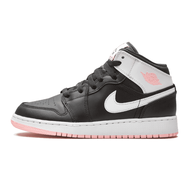 Zwarte Nike Air Jordan 1 Mid sneakers met arctische roze accenten