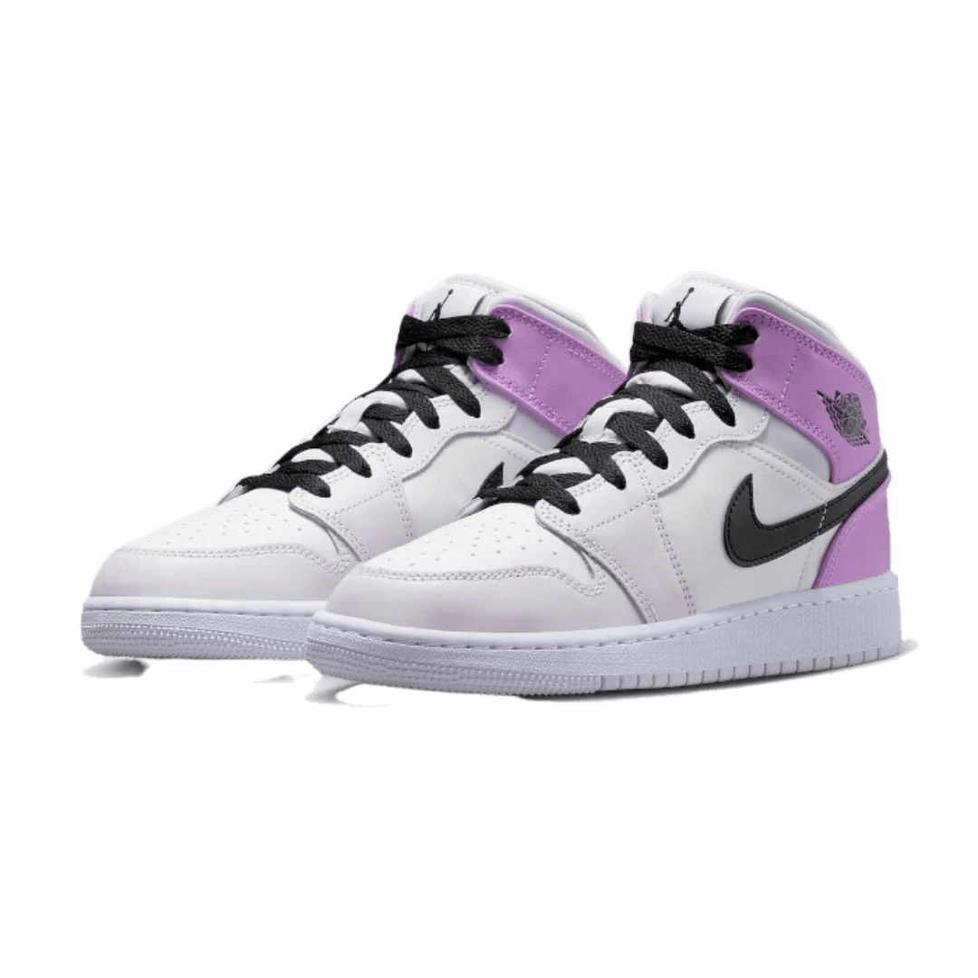Elegante witte sneakers met lila accenten - Air Jordan 1 Mid Barely Grape