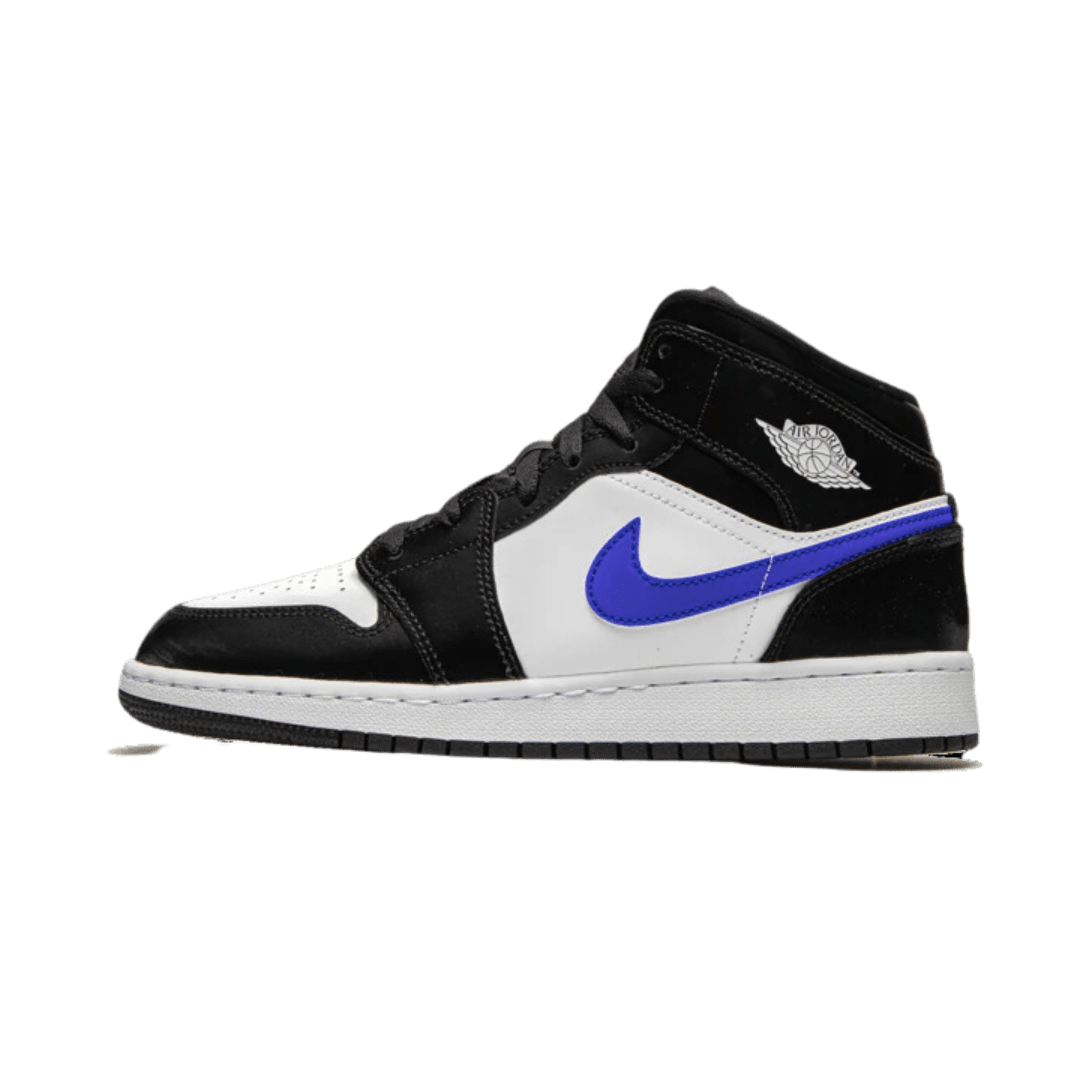 Exclusieve Nike Air Jordan 1 Mid sneaker in een kleurrijke zwart-blauw-witte uitvoering