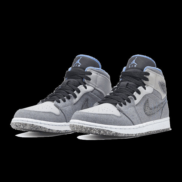Grijze Air Jordan 1 Mid Crater Universiteitsblauw sneakers