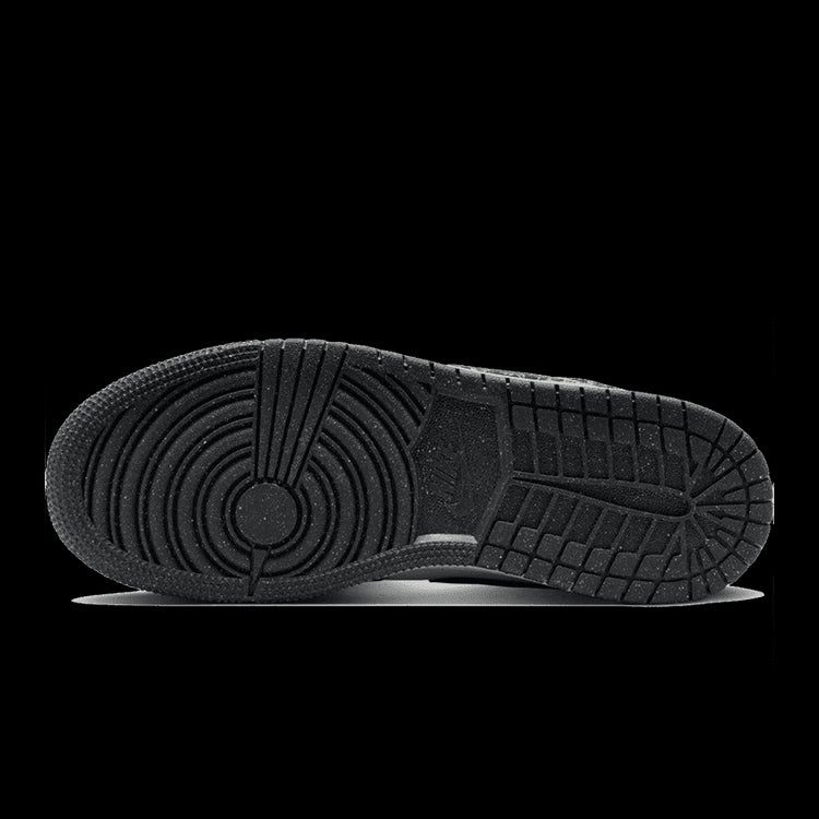 Air Jordan 1 Mid Floral Canvas sneakers van Nike met gedetailleerd zwart kleurig canvas bovenwerk en een robuuste, geribbelde zool.