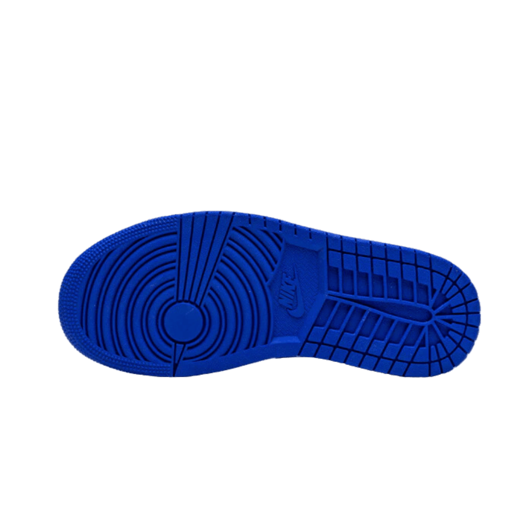 Blauwe Nike Air Jordan 1 Mid Kentucky schoen met gestructureerde zool en klassiek Nike-logo