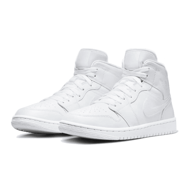 Witte Air Jordan 1 Mid sneakers met glanzende Swoosh logo
