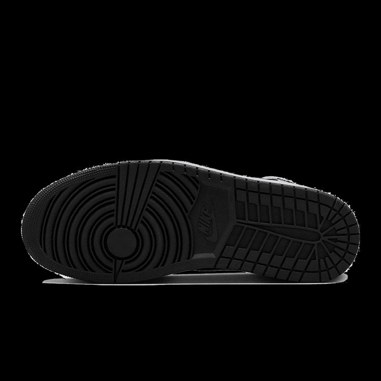 Zwart-witte Air Jordan 1 Retro High OG sneakers op een donkergroene achtergrond