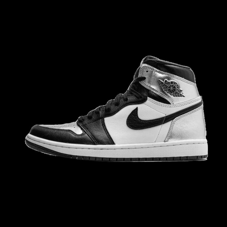 Elegante sneakers Air Jordan 1 Retro High Silver Toe van Nike. Deze premium sneakers in zwart-wit kleuren zijn het pronkstuk van jouw sportieve garderobe.