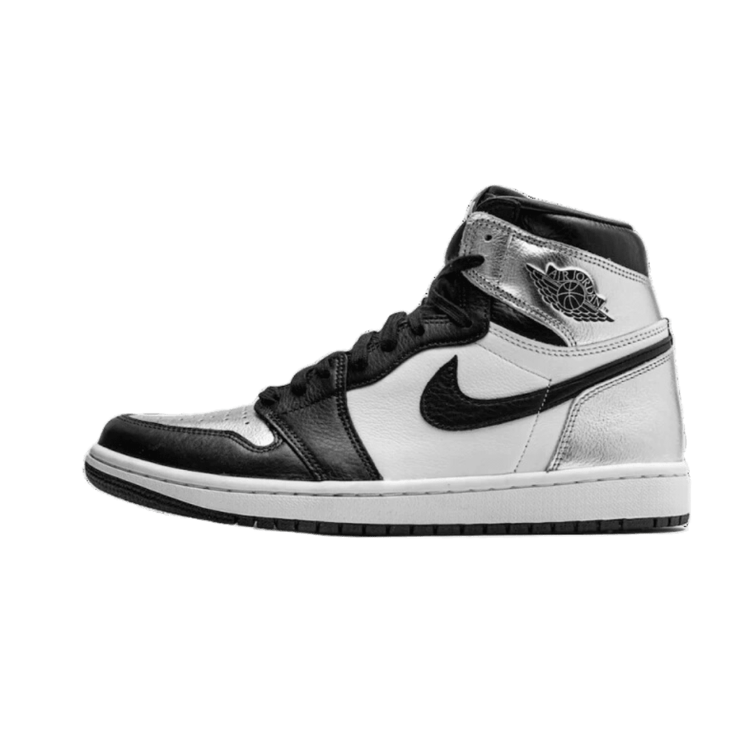 Elegante sneakers Air Jordan 1 Retro High Silver Toe van Nike. Deze premium sneakers in zwart-wit kleuren zijn het pronkstuk van jouw sportieve garderobe.