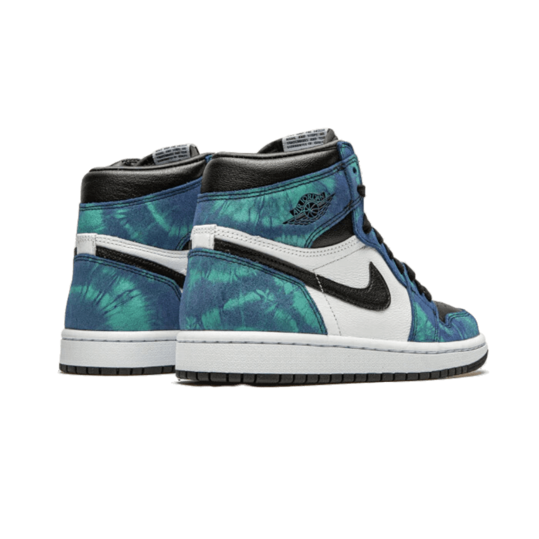 Exotische Air Jordan 1 Retro High Tie Dye sneakers met kleurrijk, aquatisch patroon