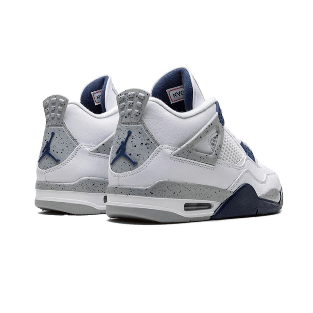 Witte en marine sneakers met grijs gespikkelde details - Air Jordan 4 Midnight Navy