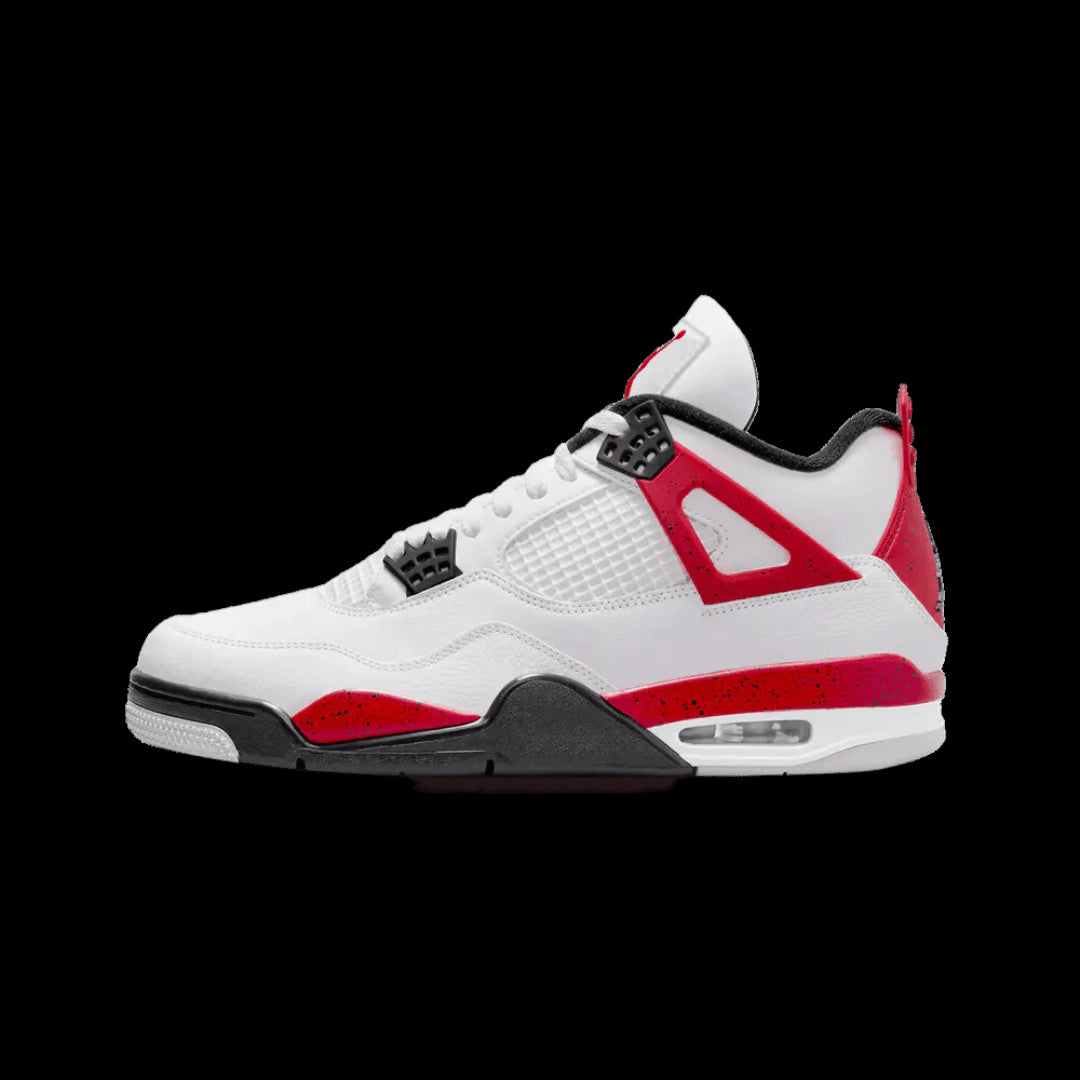Witte sportschoen met rode, zwarte en grijze accenten - Air Jordan 4 Red Cement
