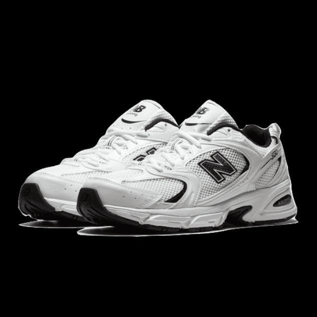 Witte en zwarte New Balance 530 sneakers met gedetailleerd ontwerp