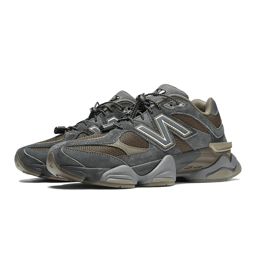 New Balance 9060 Blacktop Dark Moss sneakers on a solid green background