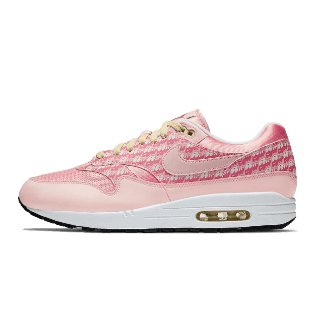 Roze Nike Air Max 1 sneakers met stippelpatroon en witte zool