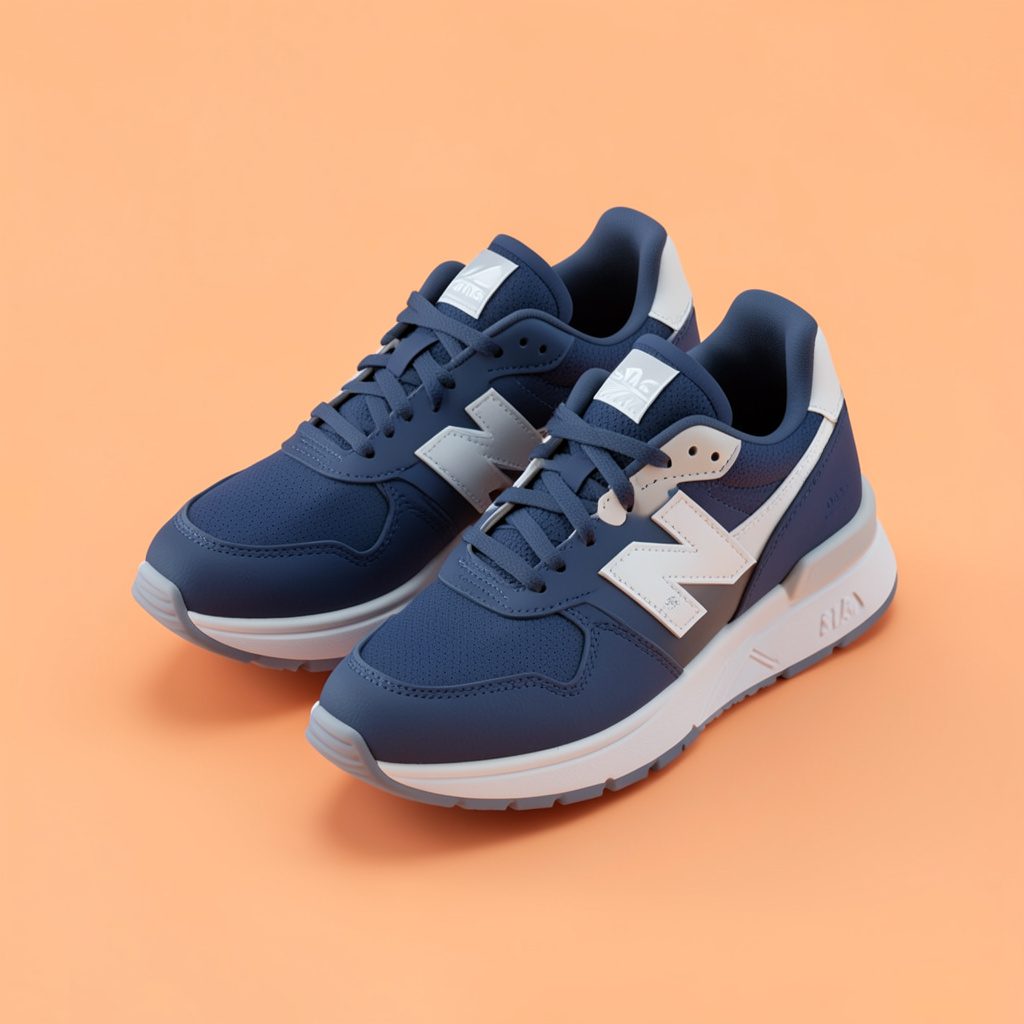 Yeezy sneaker in marineblauw en wit met modern sportief ontwerp