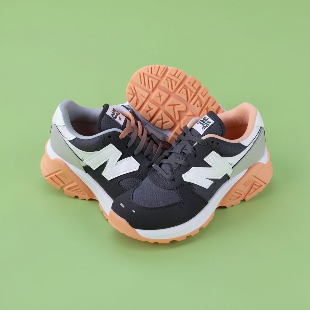 Zwart-witte sneaker met opvallend zoolontwerp